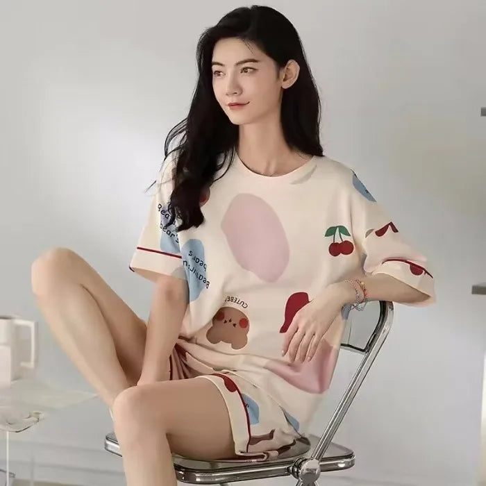 Sleepwear Set Women Short Pajamas for Women Women's Summer Pajamas Pajama Sets Pijama Woman Home Wear Panties Sleep Lounge