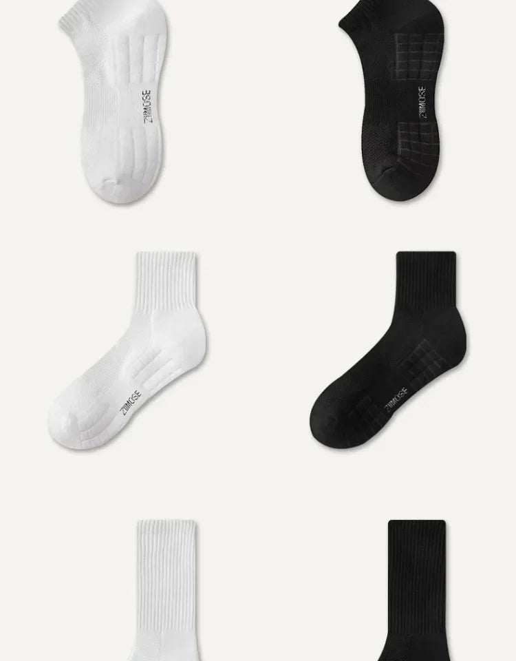 10pairs HLHYX Socks Men's Cotton Deodorant Winter Towel Bottom with Mid-tube White Stockings Thickened Sports Basketball Socks