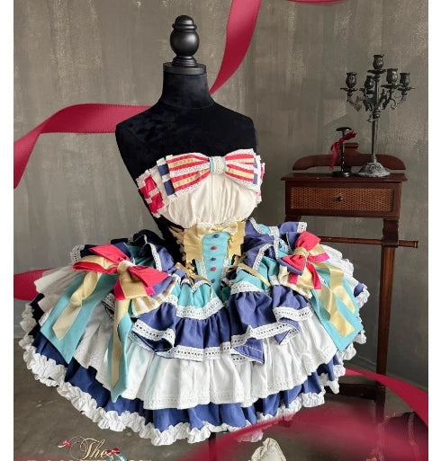 New Girls Birthday Lolita Dress 2026 Spring and Summer Women's Tube Top Satin Bowknot Slim Pettiskirt Short Mini Party Dress