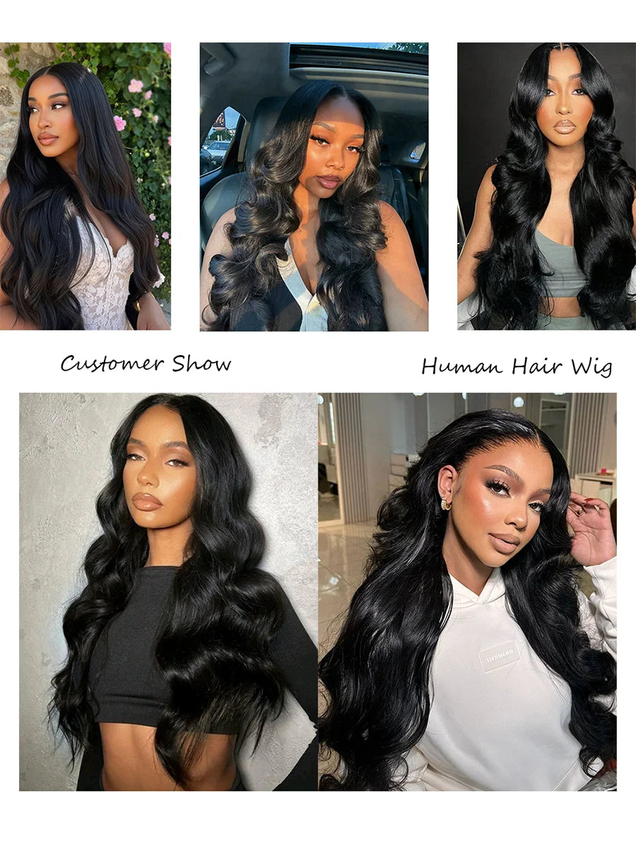 40 Inch Wear And Go Glueless Wigs Human Hair Pre Plucked Pre Cut 5x5 HD Lace Front Wigs 250% Density Body Wave No Glue For Women