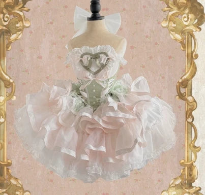 New Girls Birthday Lolita Dress 2026 Spring and Summer Women's Tube Top Satin Bowknot Slim Pettiskirt Short Mini Party Dress