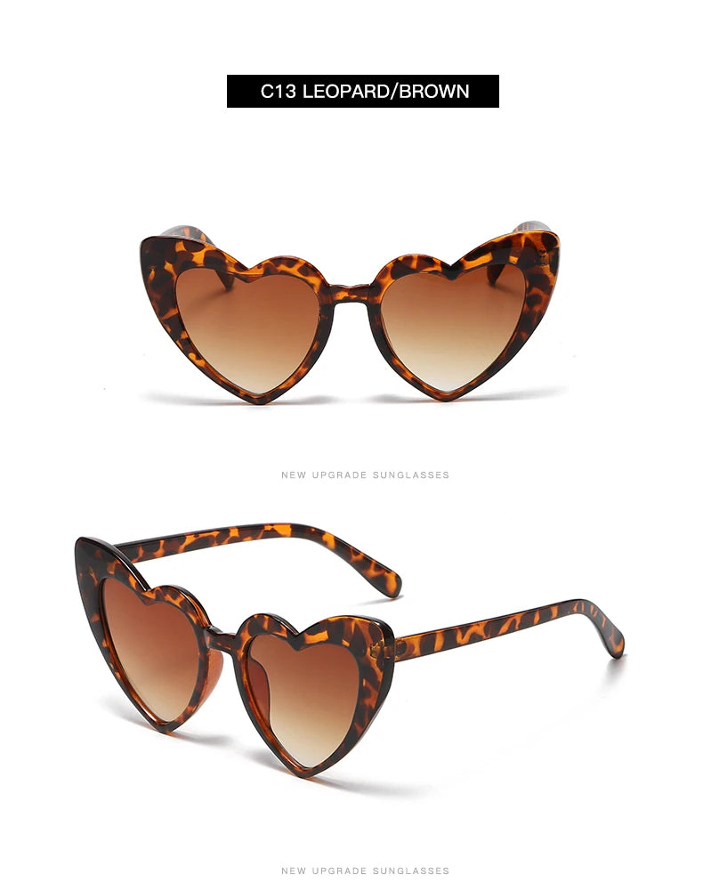 Heart Shaped Sunglasses Women Cat Eye Female Sun Glasses Luxury Brand Retro Love Black Red Eyewear Men Oversize Shade