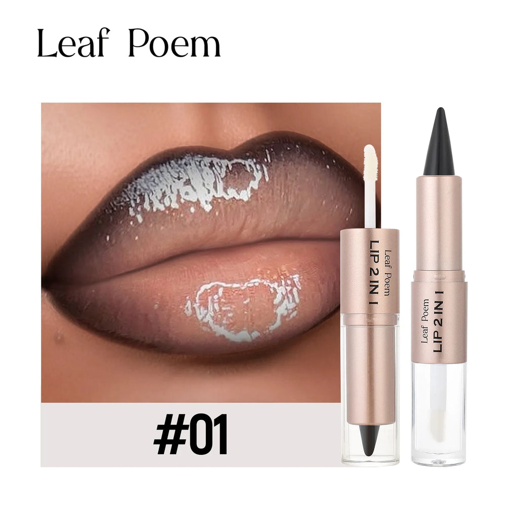 Black Brown Tapered Lip Liner Contour Pencil Double Head Mirror Plumping Lip Glaze Crystal Gloss Sexy Red Lips Tint Makeup New