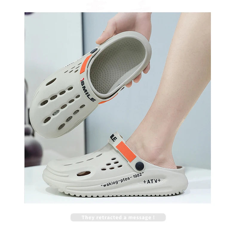 Summer Clogs Sandals 47 Men Clogs EVA Slippers Soft Sole Breathable Beach Slippers Men Home Slippers Outdoor Antiskid Slippers