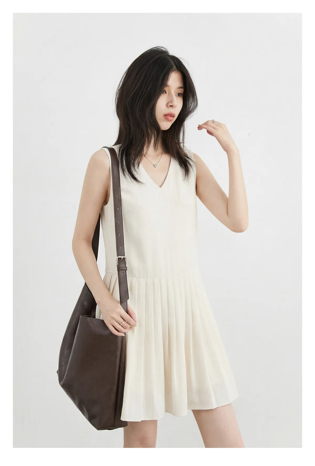 CHIC VEN Fashion Women Dresses Solid A Line Loose Casual V-neck Sleeveless Female Dress Mid-length Spring Summer 2026