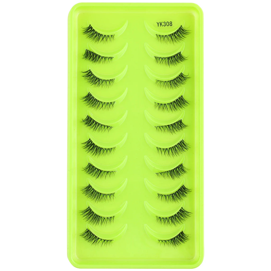 New Half Eyelashes 3/10Pairs Half Lashes Natural 3D Cat Eye Lashes Clear Stem False Eyelash Extension Makeup Faux Cils maquiagem