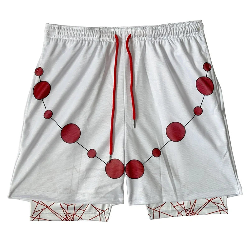 2 in 1 Athletic Gym Shorts for Men Stylish 3D Print Shorts with Pockets Quick Dry Stretchy Summer Sports Fitness Running Jogging