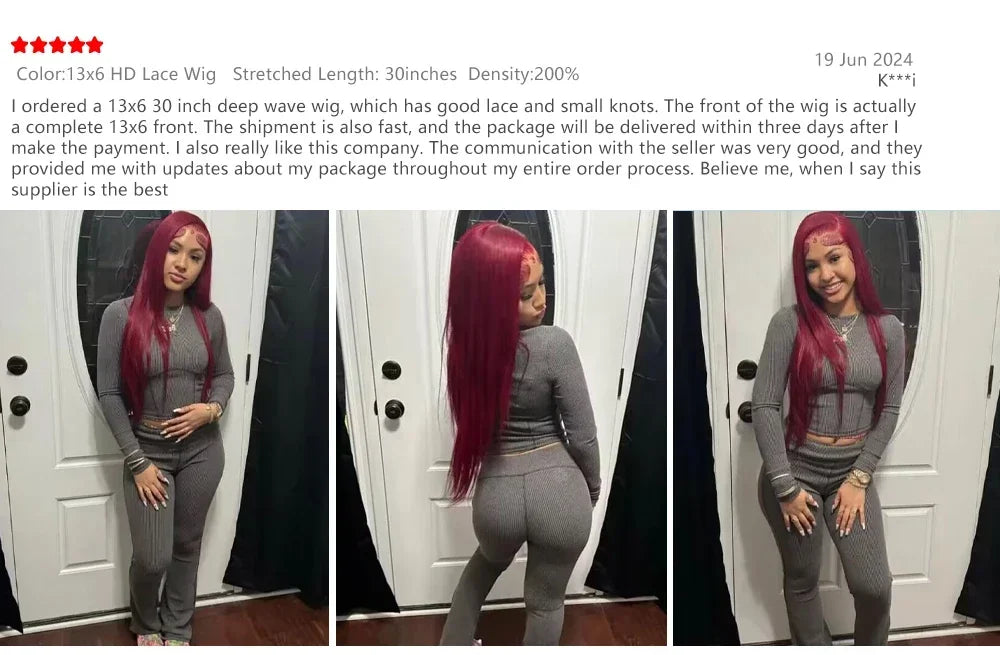 Burgundy 13x4 HD Lace Frontal Human Hair Wig Straight Red 13x6 Lace Front Human Hair Wigs 99J Colored 200% Human Hair Wig