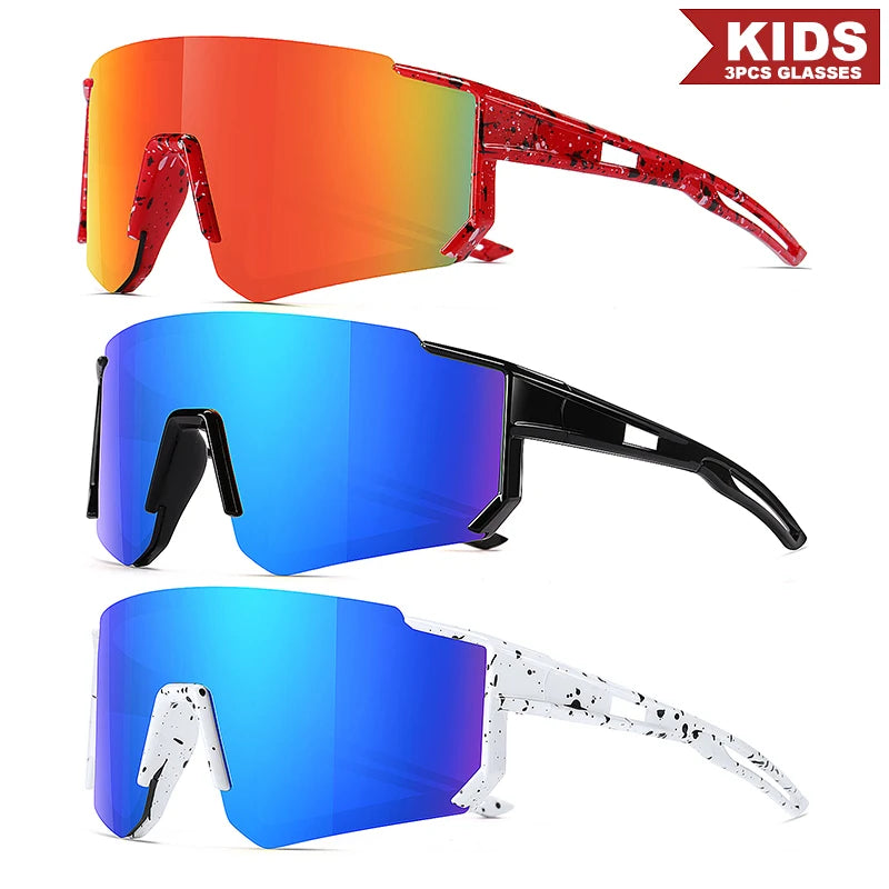 1PCS/3PCS Youth Baseball Sunglasses for Kids - UV400 Protection Lenses for Softball, Cycling & Sports (Boys & Girls)