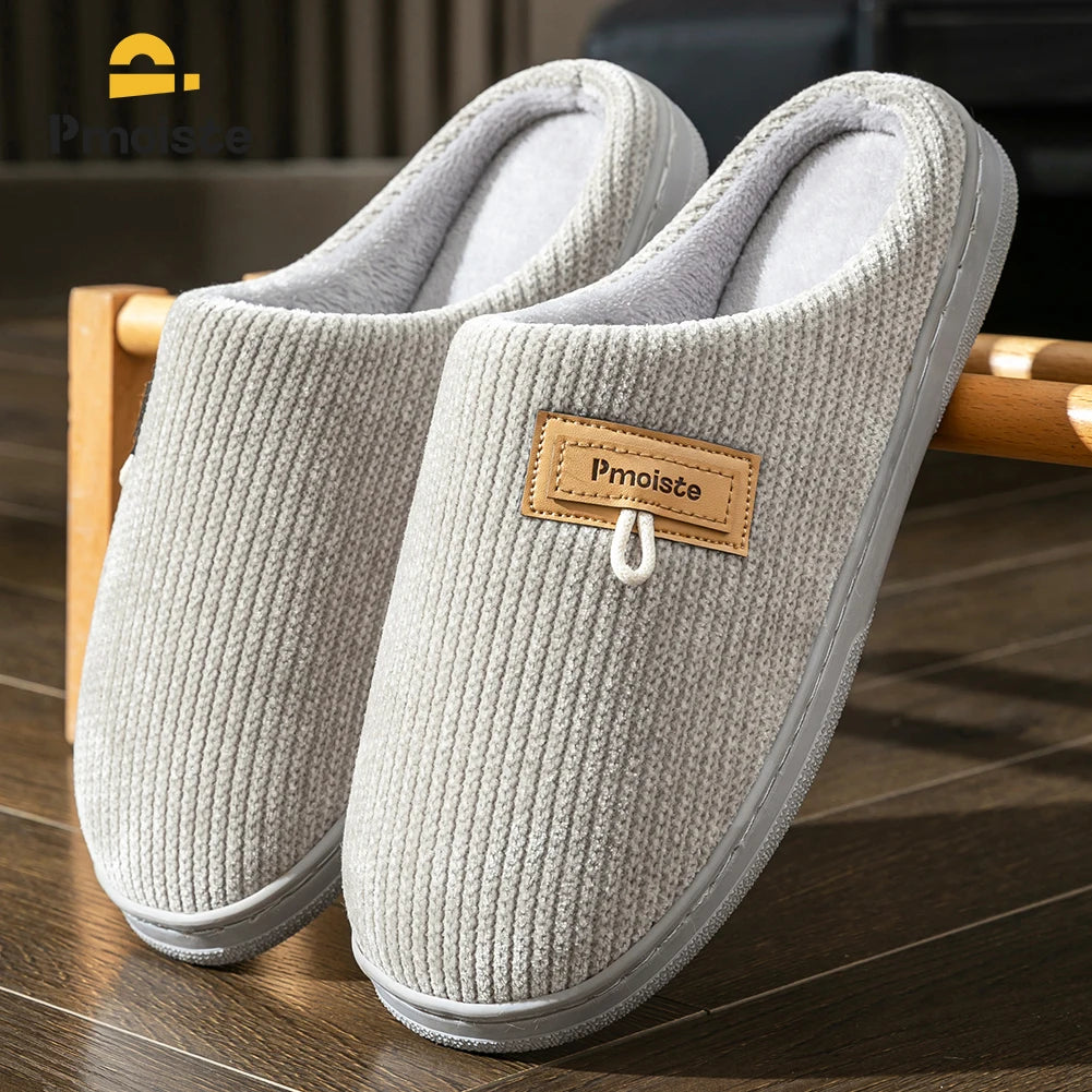House Slippers for Men Warm Non Slip Indoor Knitted Memory Foam TPR Sole Cushion Home Shoes Winter Luxury Designer Comfort
