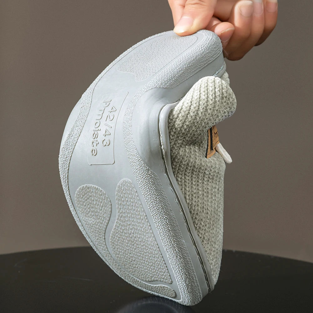 House Slippers for Men Warm Non Slip Indoor Knitted Memory Foam TPR Sole Cushion Home Shoes Winter Luxury Designer Comfort
