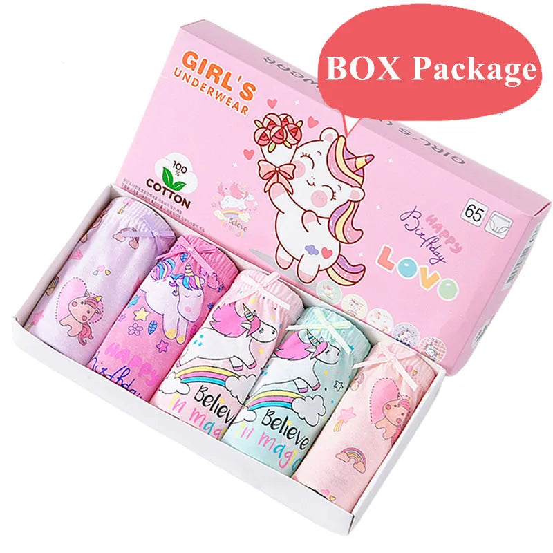 5 Packs/Box Children Underwear Mickey Cartoon Girls Panties Soft Cotton Kids Triangle Panty Breathable Girls Briefs Gift Box