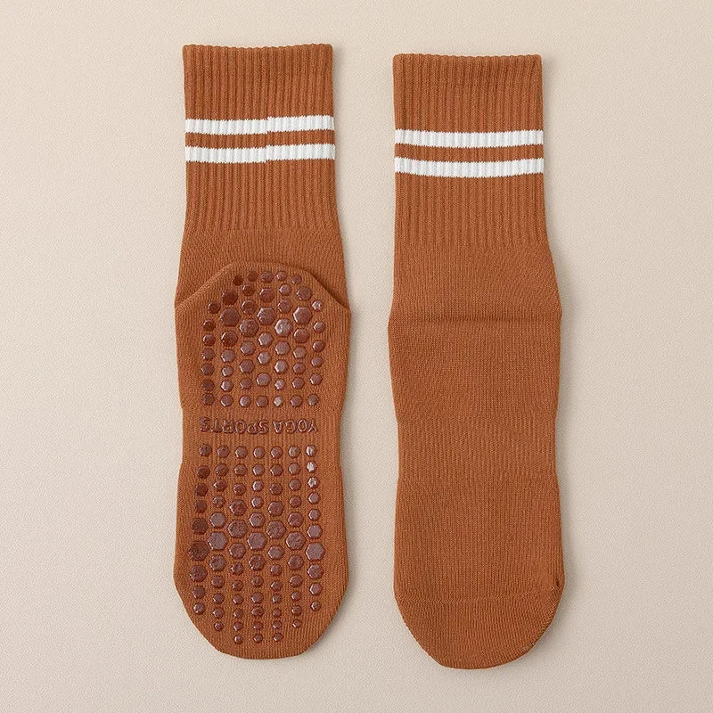 Professional Non-slip Yoga Socks Cotton Mid-tube Bottom Silicone Indoor Fitness Socks gym Floor Socks Dance Pilates Sports Socks