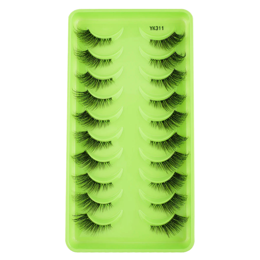 New Half Eyelashes 3/10Pairs Half Lashes Natural 3D Cat Eye Lashes Clear Stem False Eyelash Extension Makeup Faux Cils maquiagem