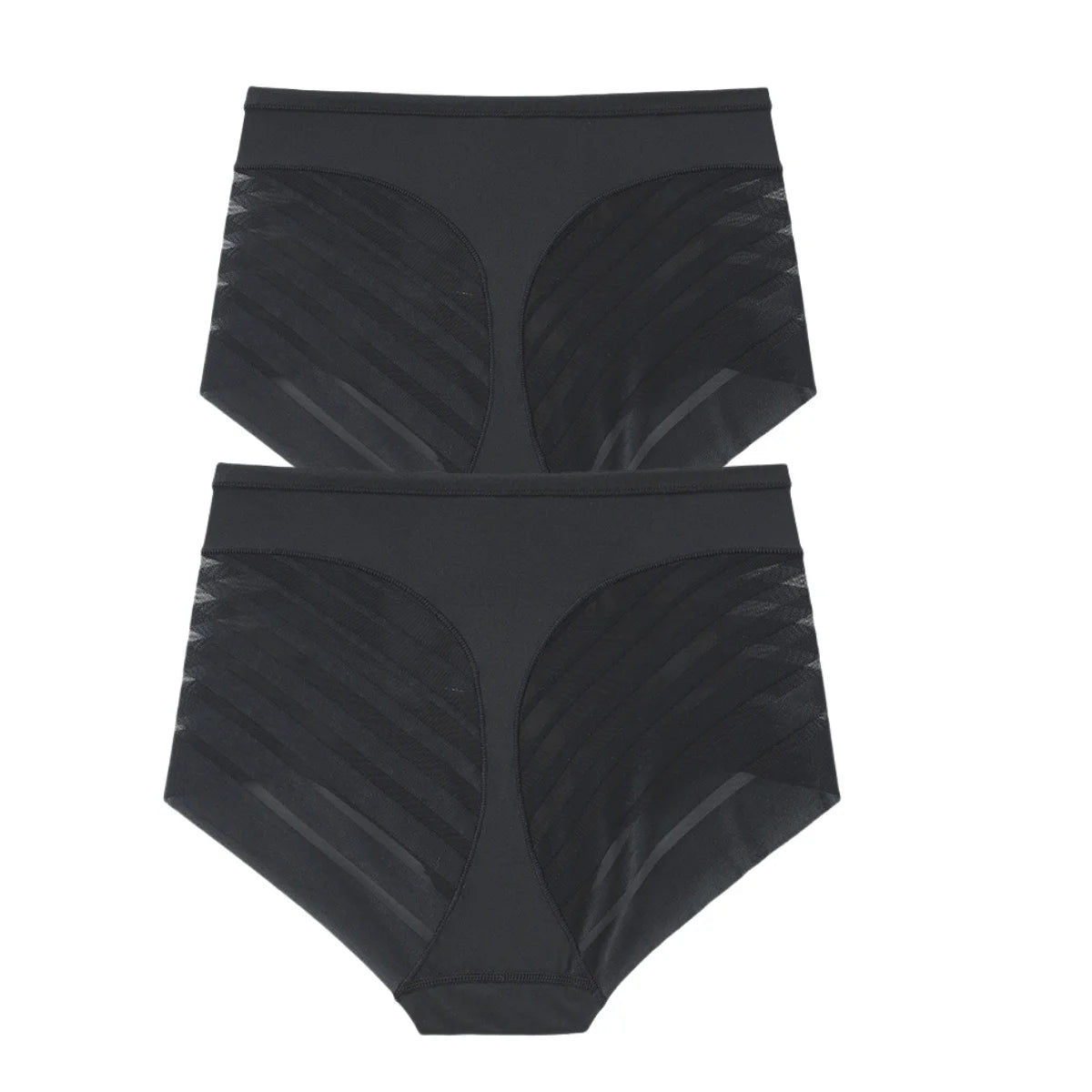 2Pcs/Set Women's Ice Silk Tummy Control Panties Mid Waist Mesh Splice Shaping Briefs Butt Lifter Slimming Soft Underwear M-3XL