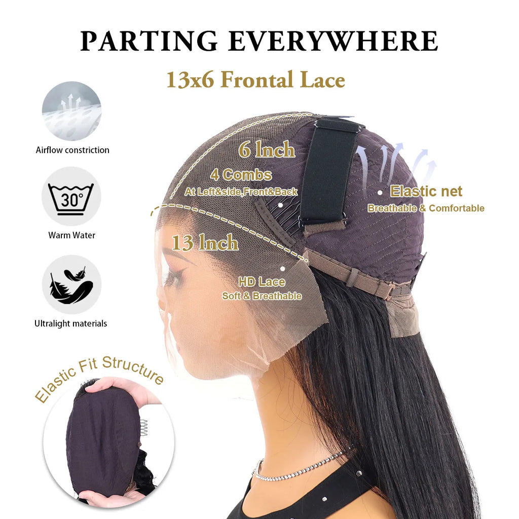 40 Inch 220 Density Bone Straight HD Lace Frontal Wig 13x6 Pre Plucked Brazilian 360 Full Lace Front Human Hair Wigs For Women