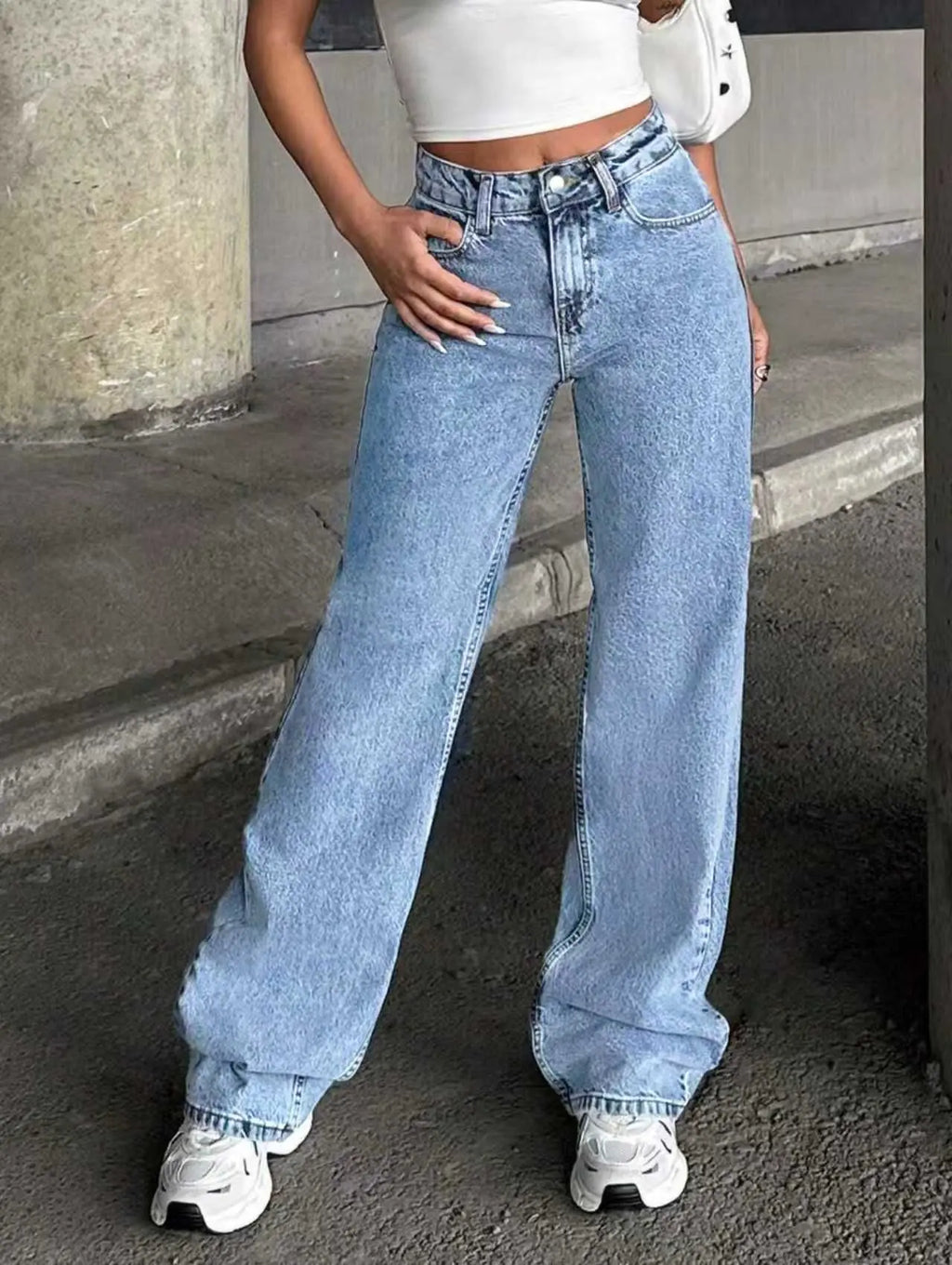 Women's High Waisted Baggy Jeans Denim Pants Y2K Aesthetic Vintage Design Loose Fit Comfortable Female Daily Casual Clothing