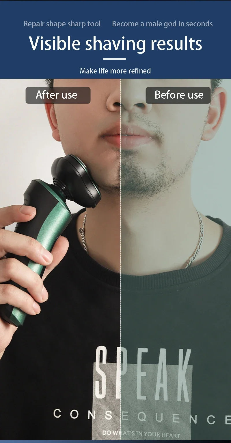 New Smart Electric Shaver LCD Digital Display Three-head Floating Razor USB Rechargeable Washing Multi-function Beard Knife
