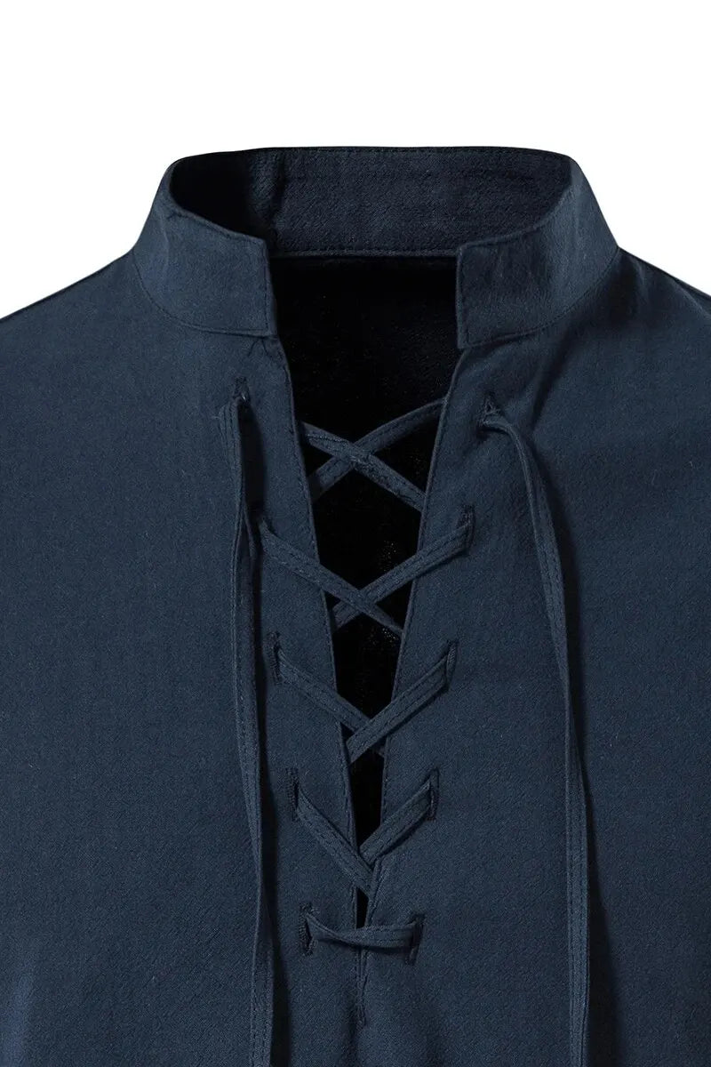 King Billion Men's Shirts Casual Men Cotton Linen Long Sleeve T-shirt Spring Autumn Vintage Shirt US Size Drawstring Neck