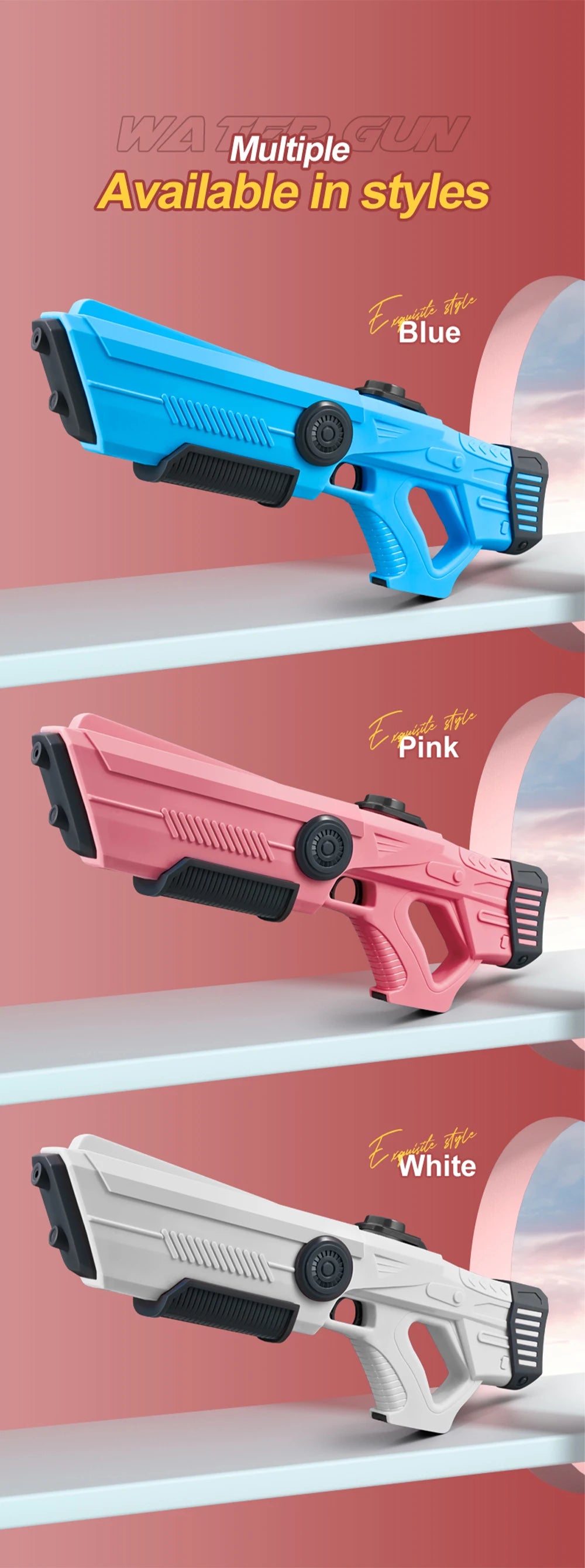 Electric Automatic Water Storage Gun Toys Portable Children Summer Beach Outdoor Fight Fantasy Spray Gun Toys Boy Kid Adult Game