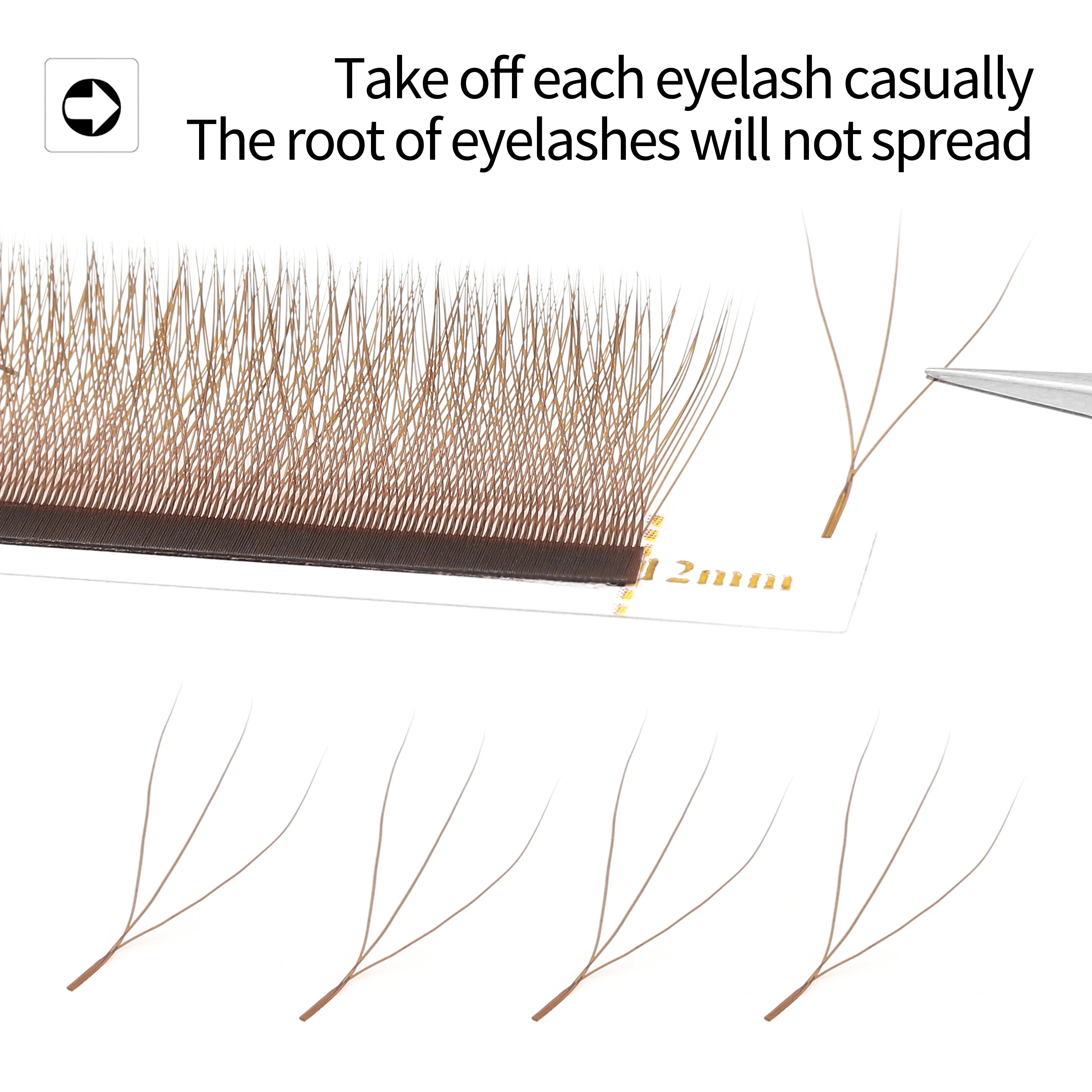 XIUSUZAKI Brown W Shaped Lashes 2D 3D 4D 5D YY Automatic Flowering Premade Fans 2 Tips 3D Eyelashes Extensions Individual Lashes
