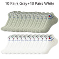 5/10/20 Pairs Men Ankle Socks Cotton Brand Classic Fashion Black White Socks Breathable Mesh Athletic Sports Socks for Summer