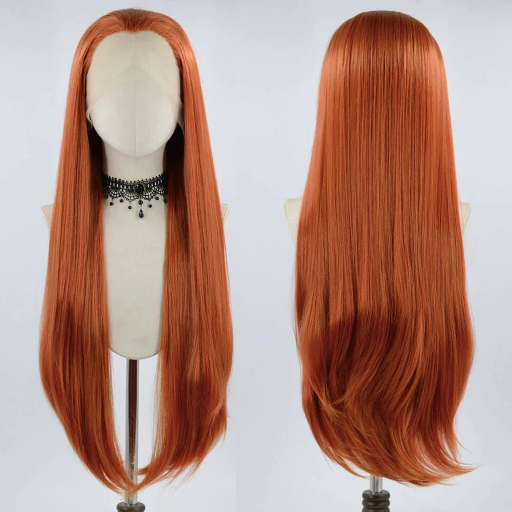 Charisma Synthetic Lace Front Wig Long Silky Straight Hair Heat Resistant Hair Synthetic Wigs For Women Ginger Blonde Wig