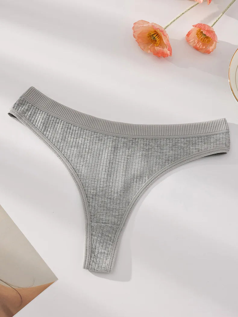7Pcs Women Cotton Thongs Panties Striped Underwear Sexy Underpants Black Panty Soft G-Strings Plus Size Tanga Female Lingerie