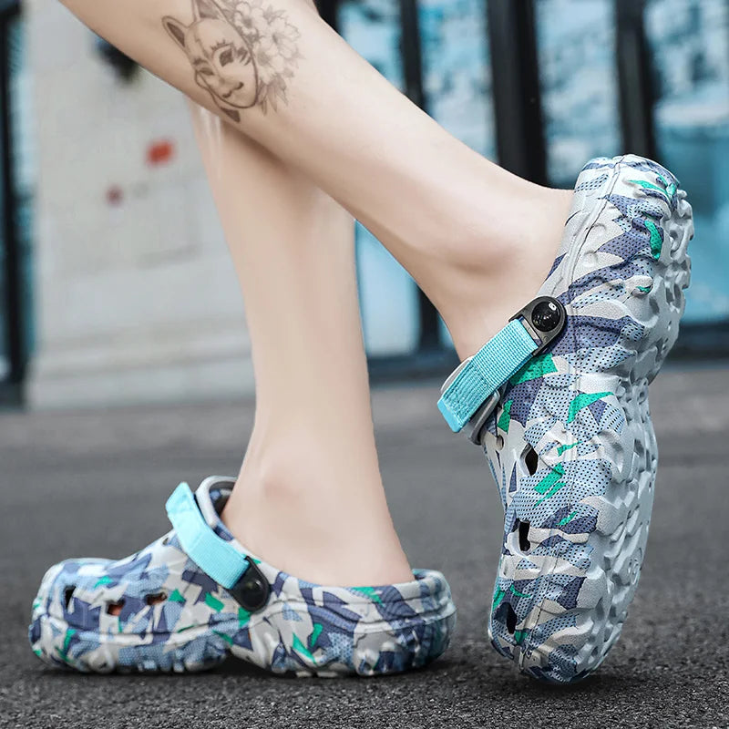 Shoes Men's Clogs Slippers Sandals 46 47 Male Garden Shoes Flat Camouflage Sandals Male Big Size Outdoor Flip Flops Home Clogs