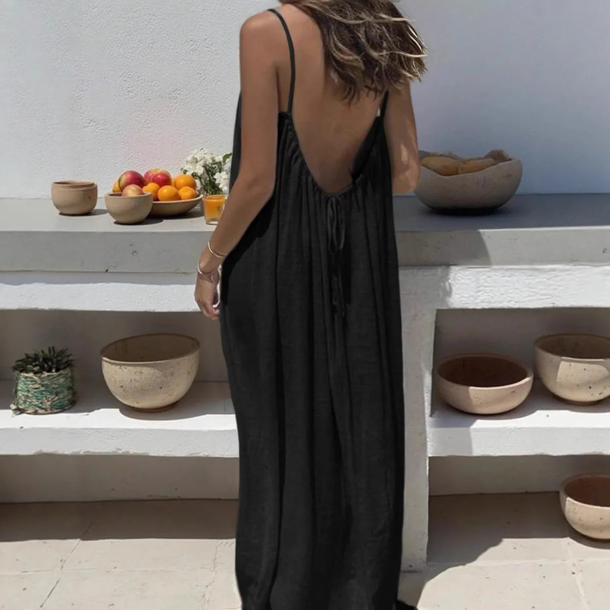 Ladies Loose H-Line Long Gown Comfortable Polyester Home Clothing with New Sleeveless Strap Design Casual Nightwear