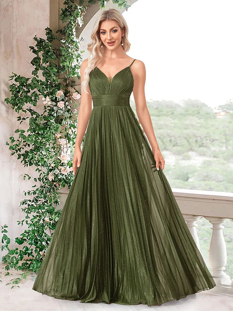 PrettyBirth Elegant A-line Evening Dresses Luxury Floor Lenght Backless Formal Deep V-neck Women Caicktail Wedding Party Gowns