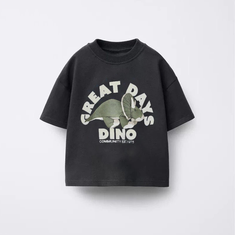 Animal Pattern Boys Clothes T-shirt Summer New Simple Fashion Short Sleeve Tops Kids Tees Round Collar Print Children's T Shirts