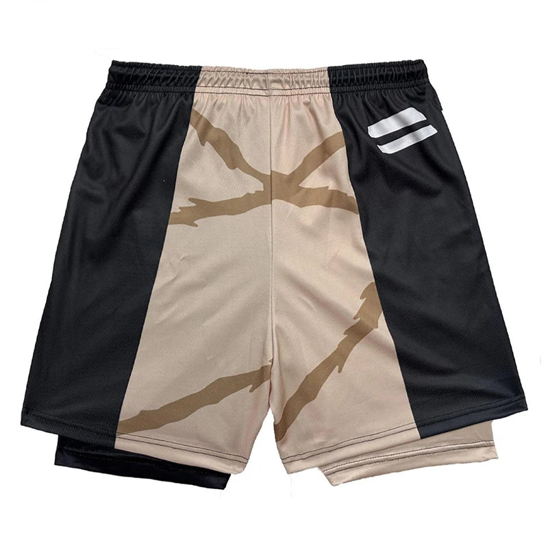2 in 1 Athletic Gym Shorts for Men Stylish 3D Print Shorts with Pockets Quick Dry Stretchy Summer Sports Fitness Running Jogging