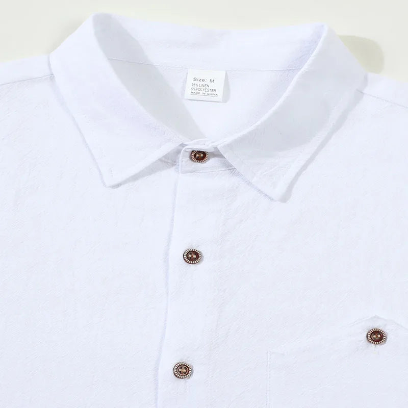 Men's Linen Blend Short Sleeve Button Down Shirt Casual Beach Tops with Chest Pocket Breathable Lightweight Summer Shirts forMen