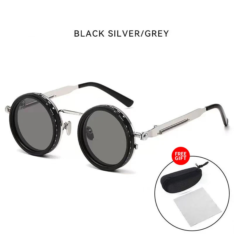 Polarized Round Sunglasses ND9 Adjustable Dimming Sun Glasses Steampunk Men Women Retro Punk Fishing Eyewear Outdoor With Case