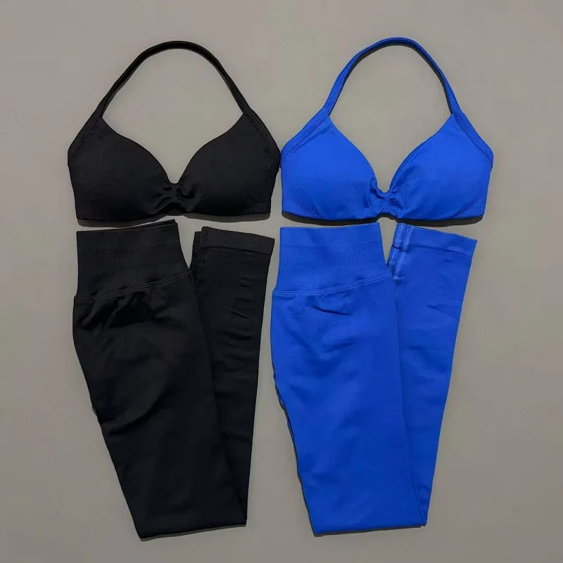 2 Piece Yoga Clothes Women Tracksuit Athletic Wear Pilates Fitness Suit Gym Workout Push Up Clothes Sports Bra Leggings Suit