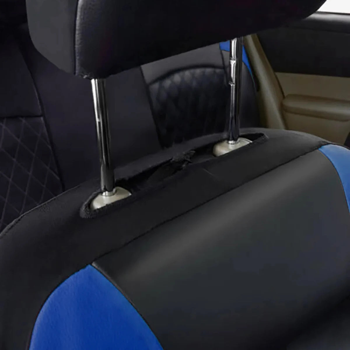 Universal Internal Seat Covers 4PCS All-Season Quilted Faux Leather Car Seat Cover