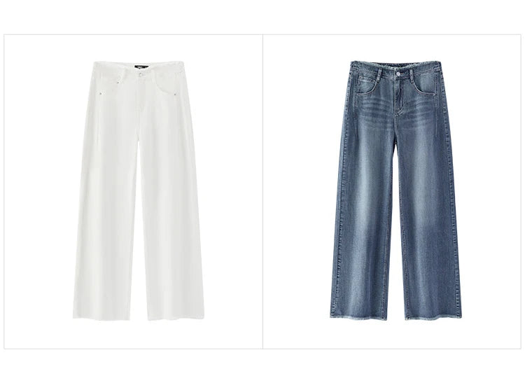 Semir Women Jeans Antibacterial 2026 Cooling Raw Hem Wide Leg Urban Casual Everyday Style Soft Comfortable Daily Wear Trendy