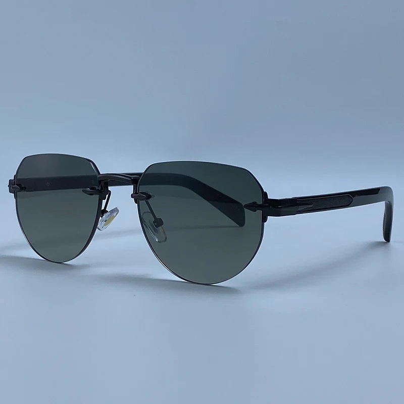2026 Fashion Square Rimless Sunglasses Women Vintage Gold Metal Frameless Polygon Sun Glasses Lady Pilot Eyewear Cut Edge Shades