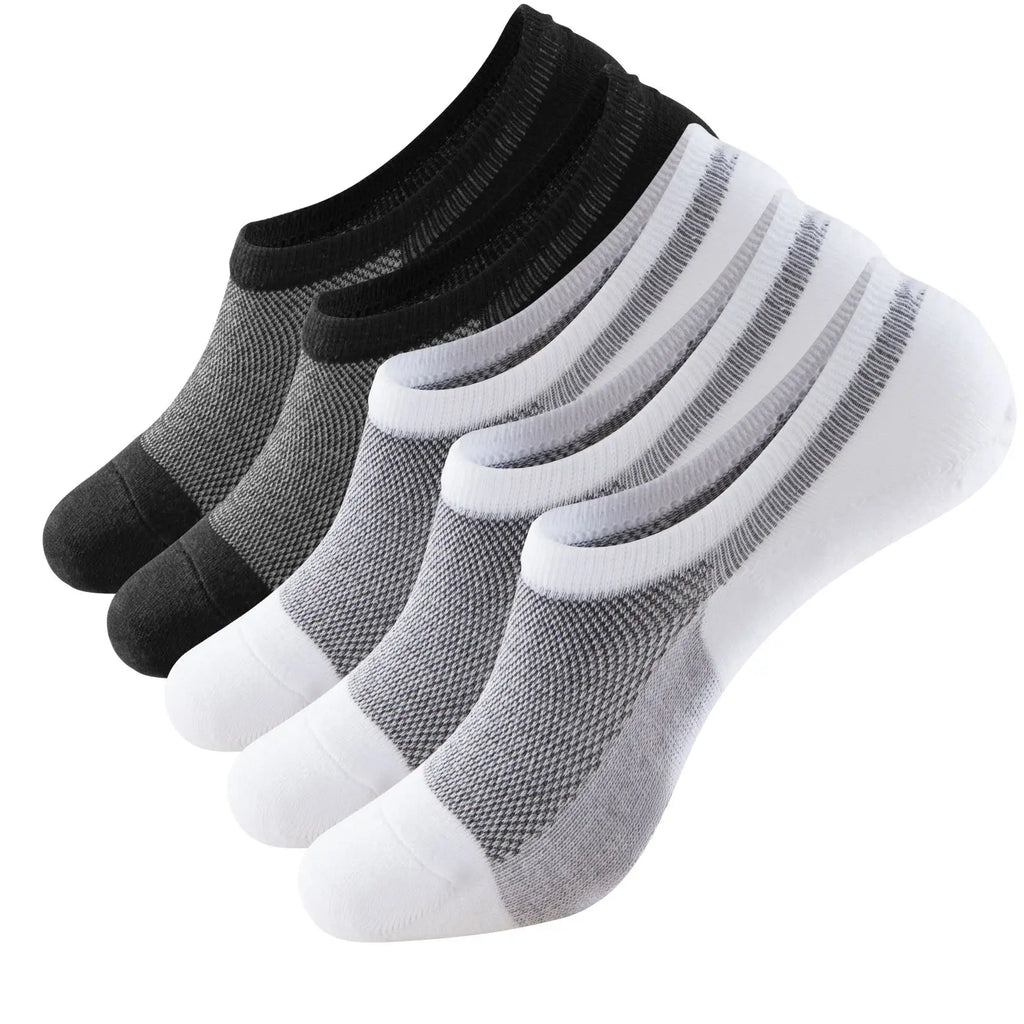 RMSWEETYIL 5 Pairs No Show Low Cut Short Invisible Liner No Slip Socks for Men and Women Cotton Thin Flat No See Boat Shoe Socks