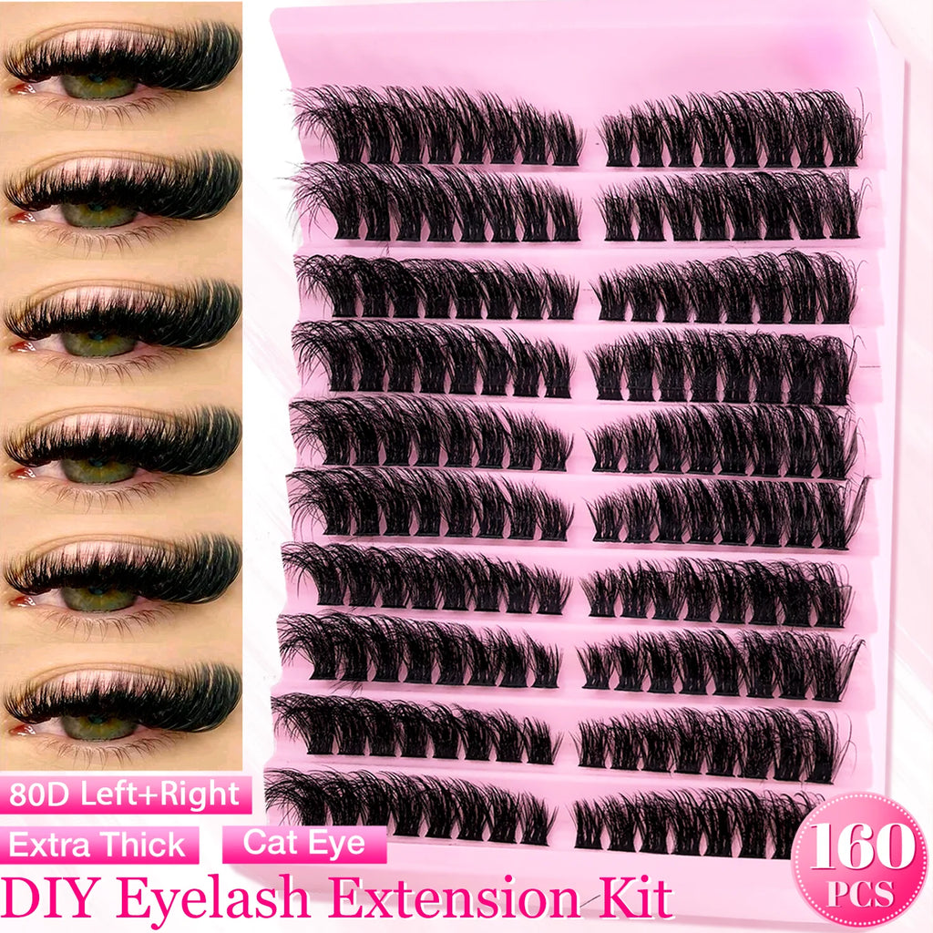 Individual Lashes 8-16mm 160pcs Cluster Lashes Natural Look Mixed Tray DIY Eyelash Extension Volume Lash Clusters Eyelashes