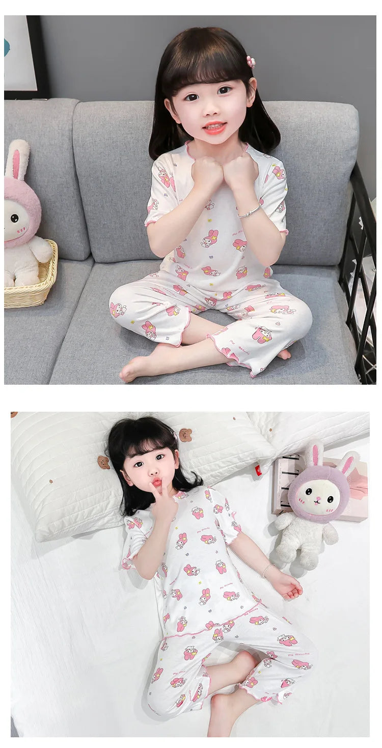 Baby Pajamas Sets Cotton Child Pajamas Toddler Summer Sleeveless Baby Nightwear Pyjamas Kids Cartoon Homewear Clothes
