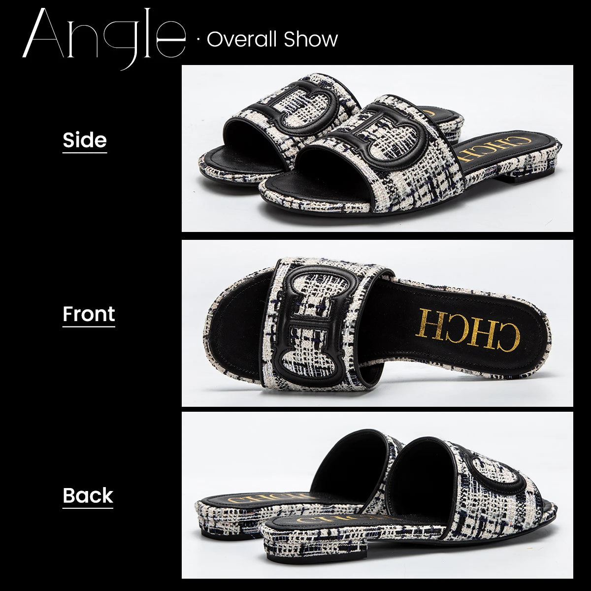 CHCH Women's Slippers New Fabric Fashion Flat Sandals Business Banquet Women's Shoes