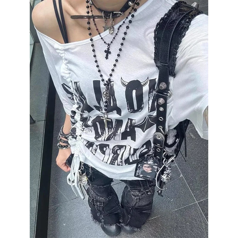Women's Y2k Baggy Flare Jeans Harajuku Japanese 2000s Style Patchwork Denim Trouser Vintage Oversize Cargo Jeans Pants Clothes