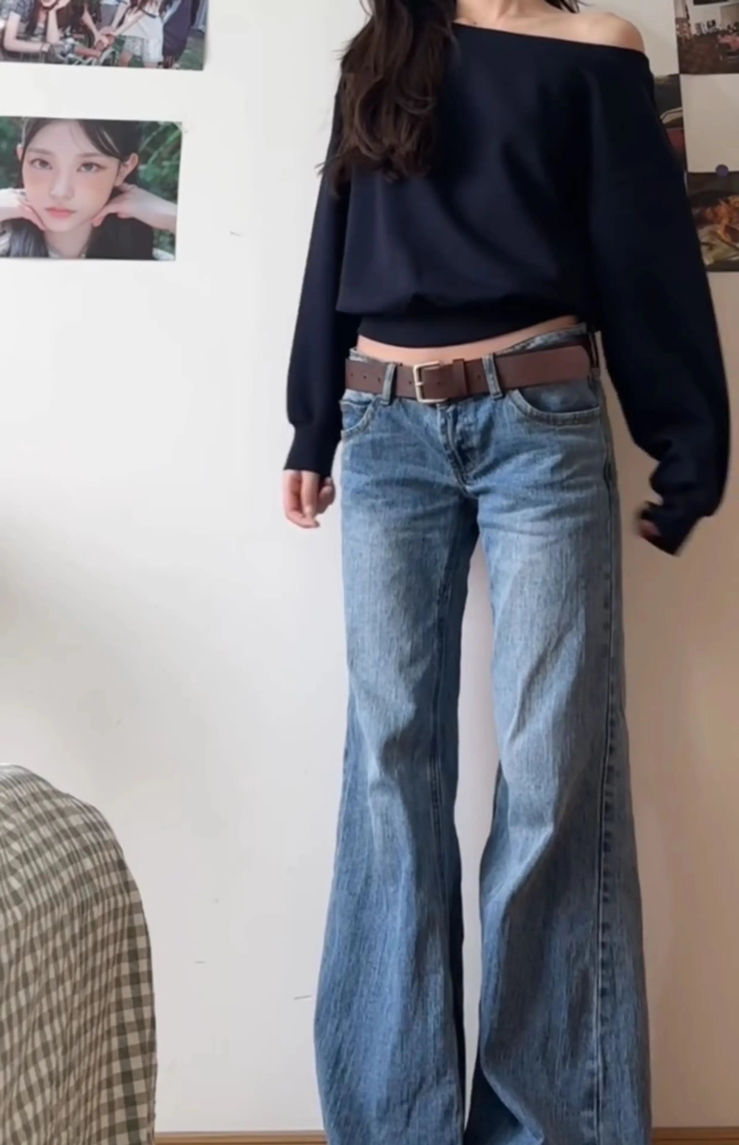 Autumn Winter Women Vintage Old Money Baggy Flare Jean Japanese Y2K Streetwear Denim Pants Grunge Bell-Bottom High Street Korean