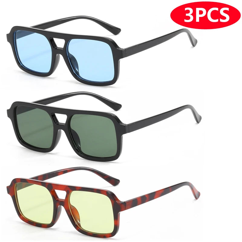 3pcs/6pcs New Parallel Bars Versatile Sun Glasses Retro Fashion Outdoor Sunglasses Riding UV Protection Eyeglasses Female