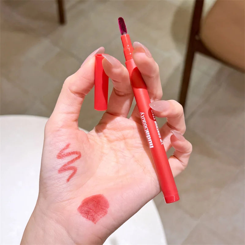 8Color Lip Liner Pen Set Long-Lasting Waterproof Sweatproof Easy Coloring Non-fading Color Rendering Lip Gloss Set Beauty Makeup