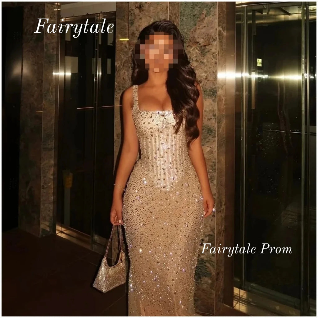 Elegant Mermaid Prom Dresses Shiny Sequins Square Collar Evening Dresses High Quality Sexy Party Gowns for Women Customized 2026