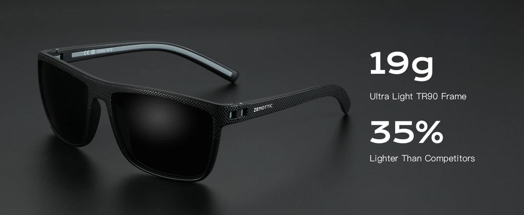 ZENOTTIC Polarized Sunglasses for Men Lightweight TR90 Frame UV400 Protection Square Sun Glasses
