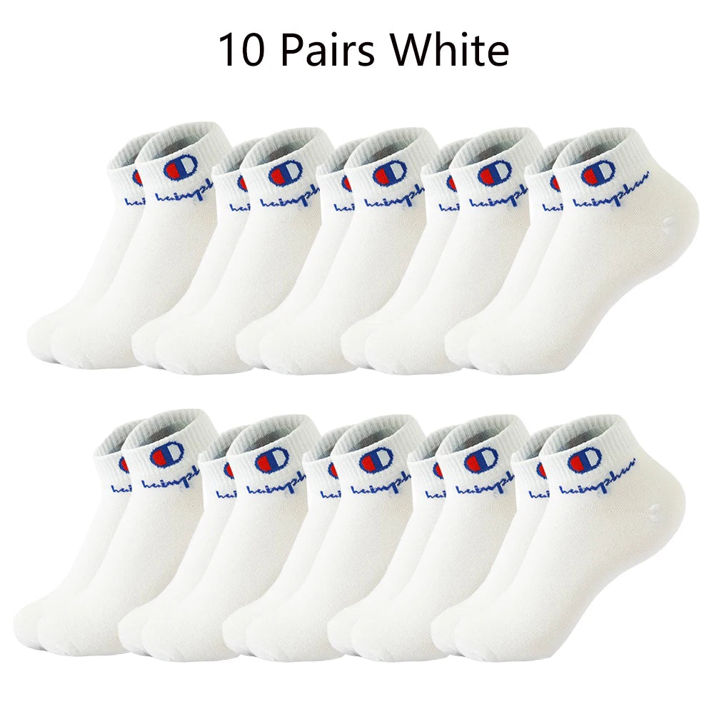 5/10/20 Pairs Men Ankle Socks Cotton Brand Classic Fashion Black White Socks Breathable Mesh Athletic Sports Socks for Summer